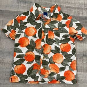 Old Navy Orange and Green Leaf Print Shirt